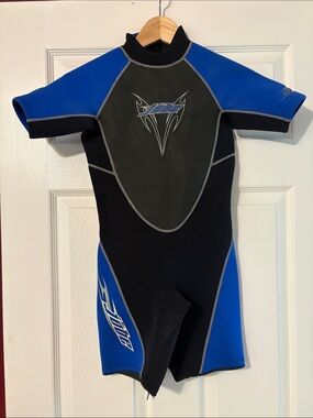Youth Short-Sleeve Swim Springsuit in Blue and Black by O'Neill